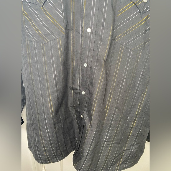 Ely Cattleman Vintage Men's Black Gold & Silver Striped Western Shirt - Picture 3 of 9
